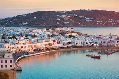 Vue aérienne de la ville de Mykonos