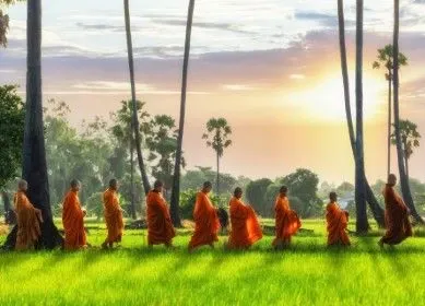 Moines bouddhistes en Thailande