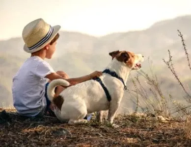 Enfant avec son chien