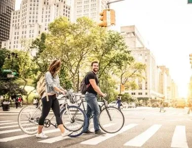usa new york couple de cycliste.