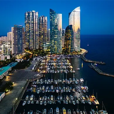 Vue aérienne du port de Busan