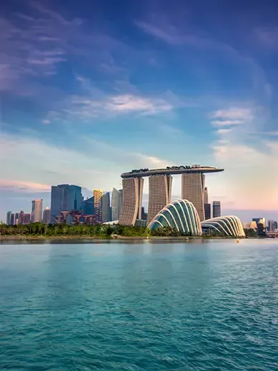 Vue lointaine du Marina Bay Sands